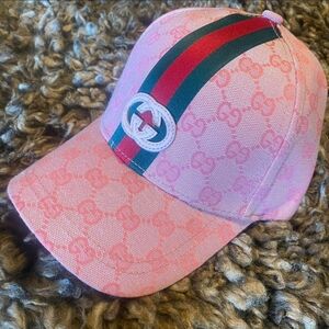 Gucci Pink Cap with Green and Red Stripe